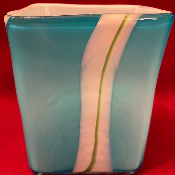 Fused Glass Turquoise Rectangular Plant Holder - Picture 5 of 8